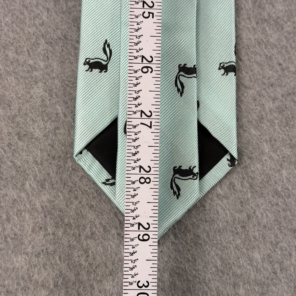 SummerTies Skunk Necktie 100% Silk Mint Green Novelty Animal Tie 58x3.1" - Picture 6 of 7